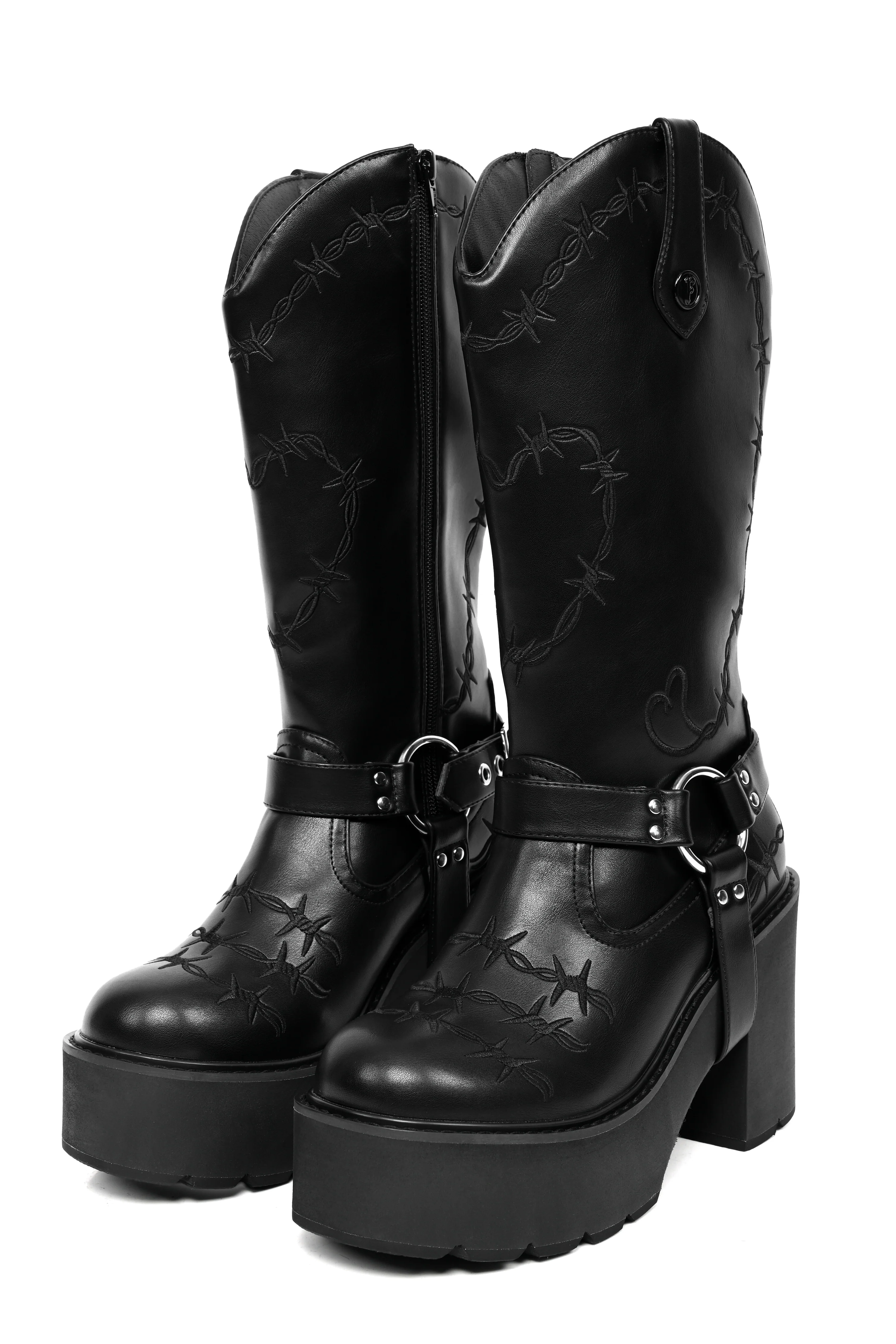 Barbed Wire Platform Cowboy Boots (Wide Calf Friendly) - Image 11