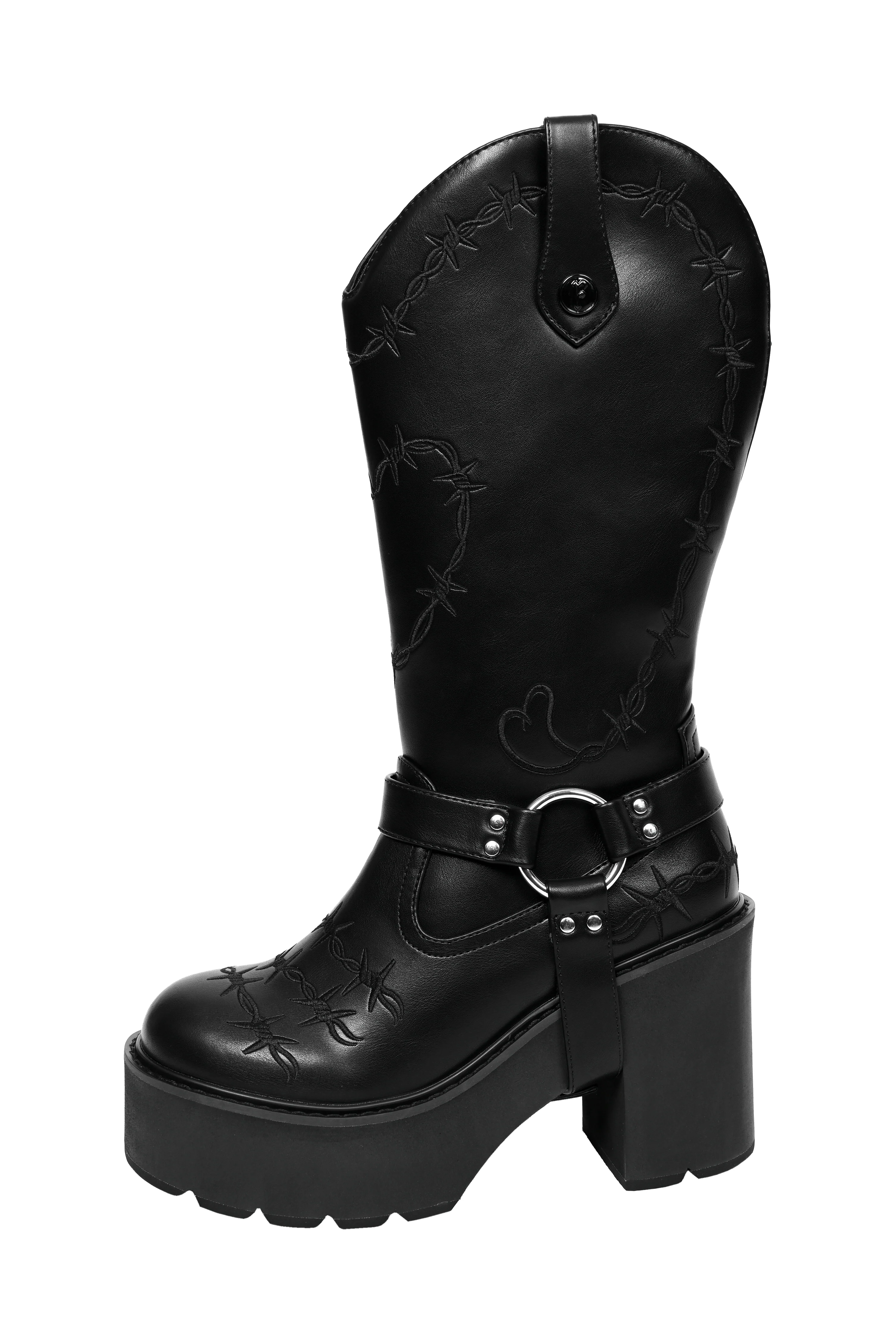 Barbed Wire Platform Cowboy Boots (Wide Calf Friendly) - Image 12