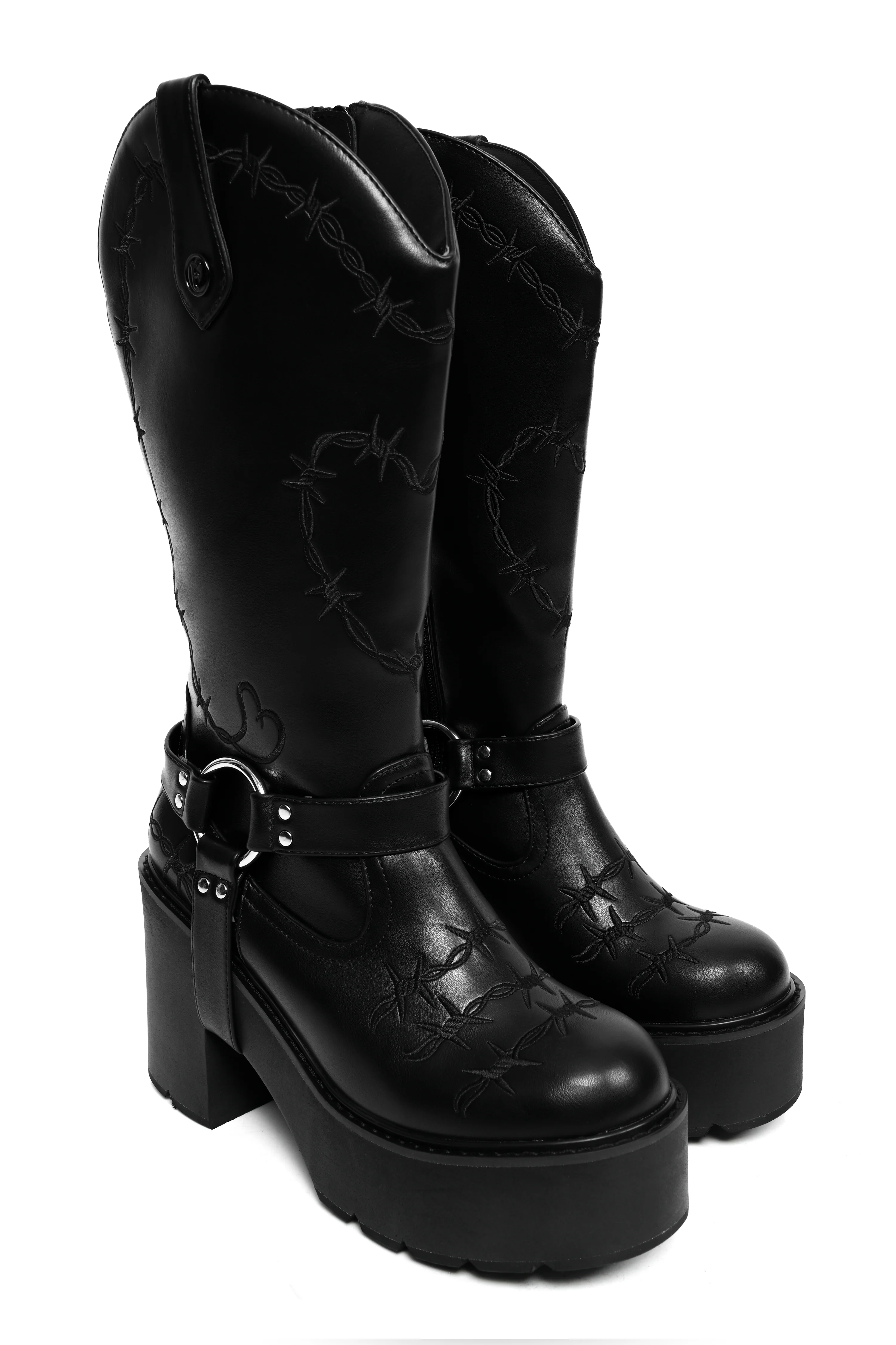 Barbed Wire Platform Cowboy Boots (Wide Calf Friendly) - Image 13