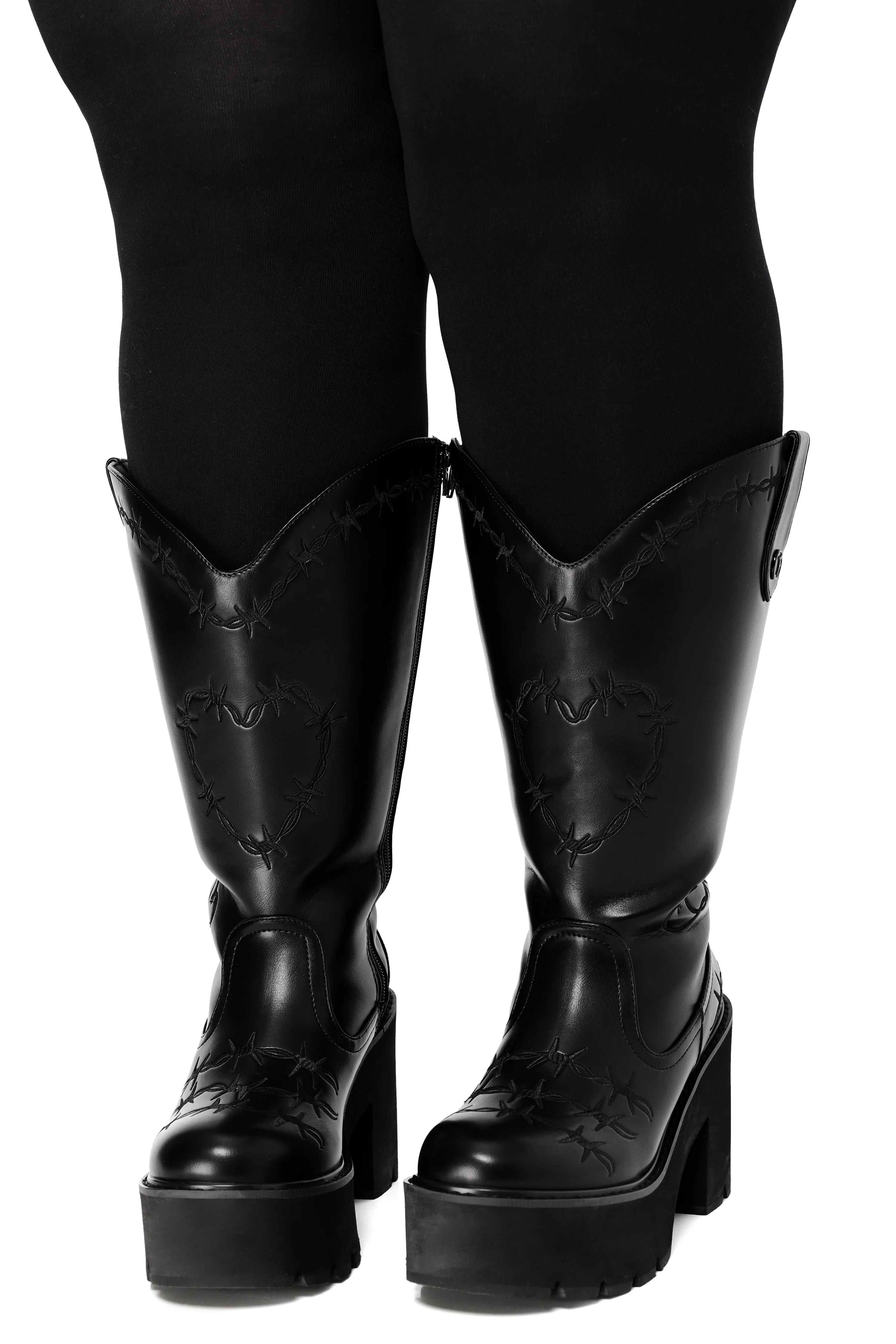 Barbed Wire Platform Cowboy Boots (Wide Calf Friendly) - Image 7