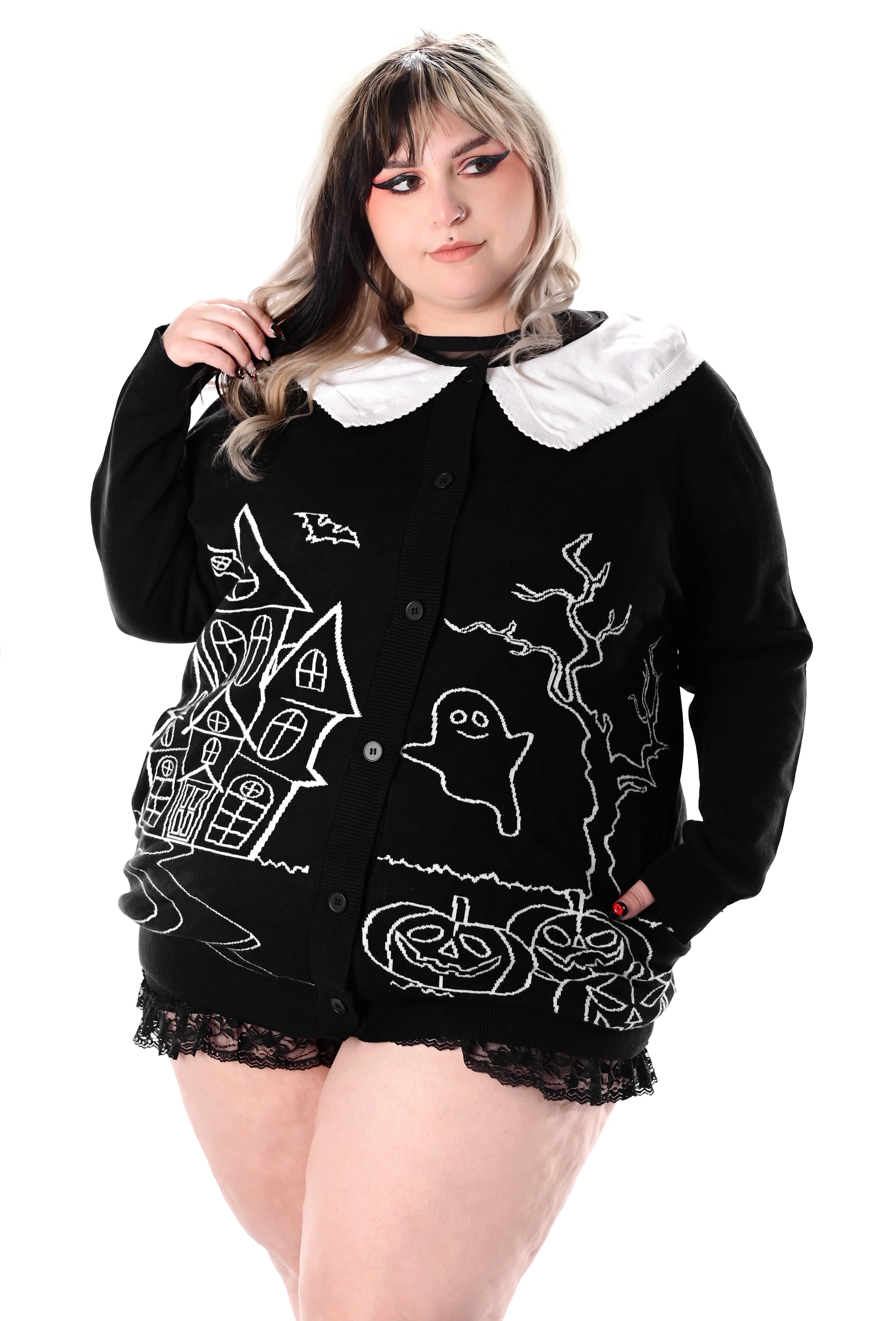Haunted House Collar Cardigan- No restock!