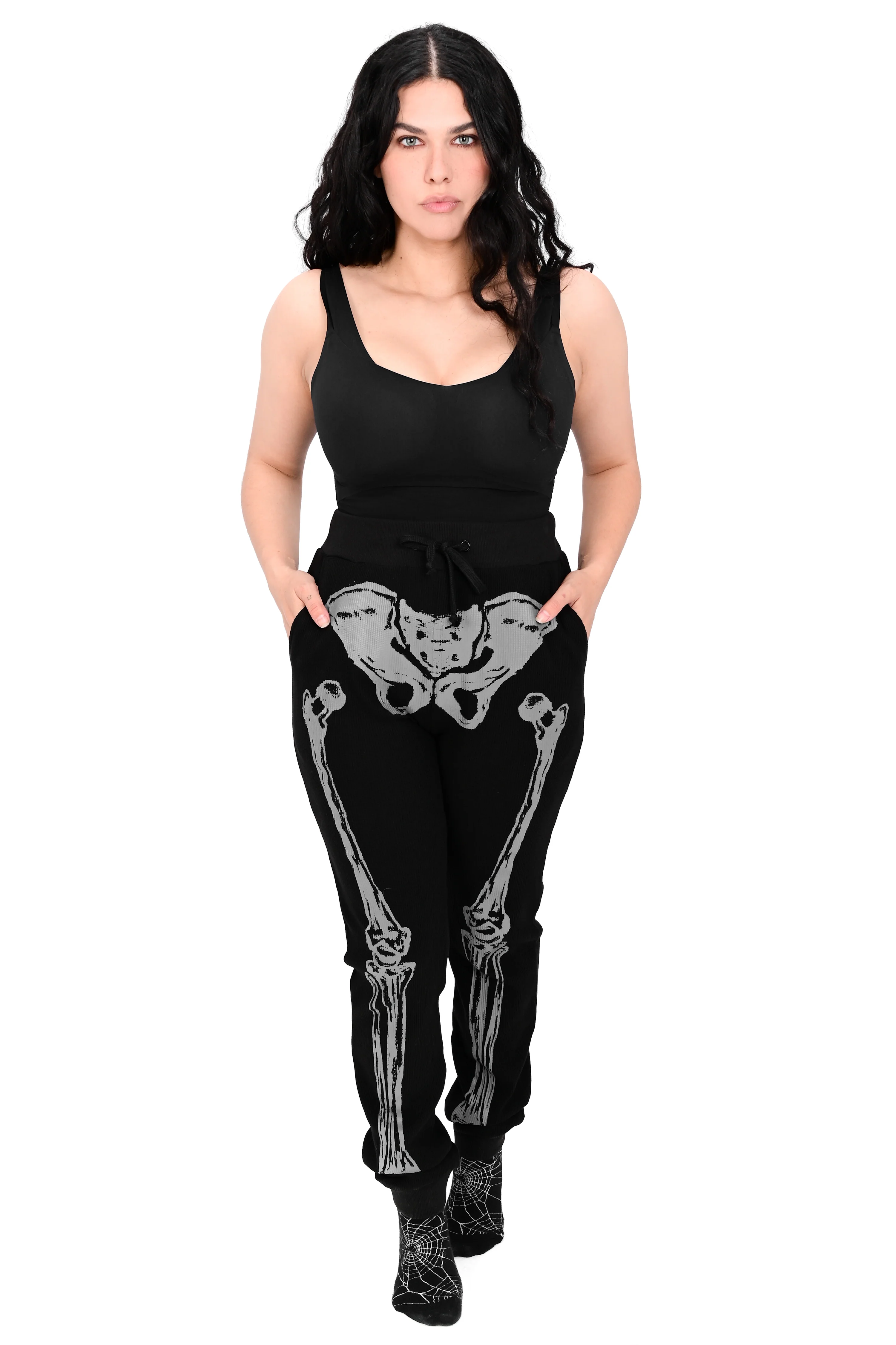 Grey/Black Skeleton Thermal Joggers - Unisex - Image 3
