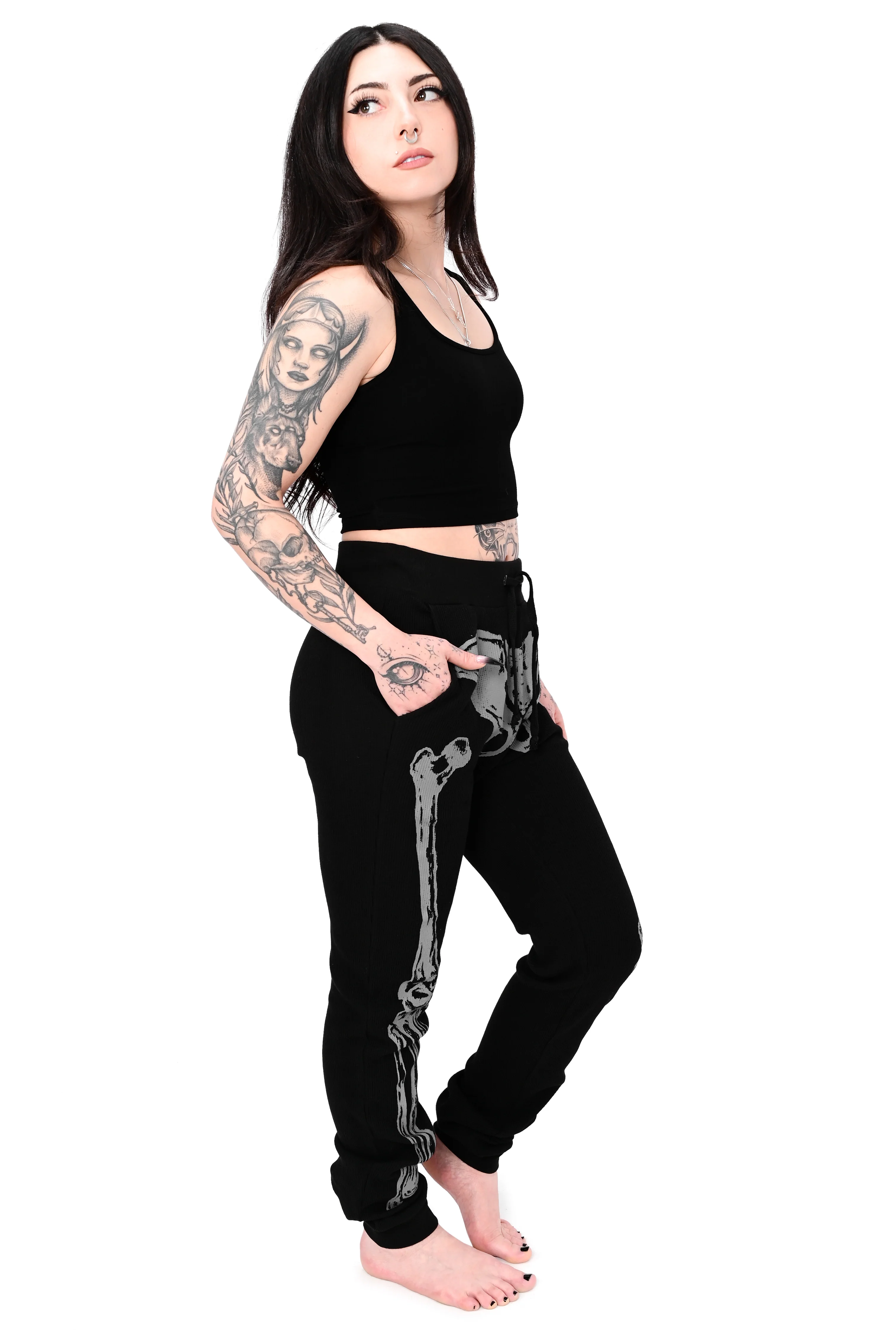 Grey/Black Skeleton Thermal Joggers - Unisex - Image 4