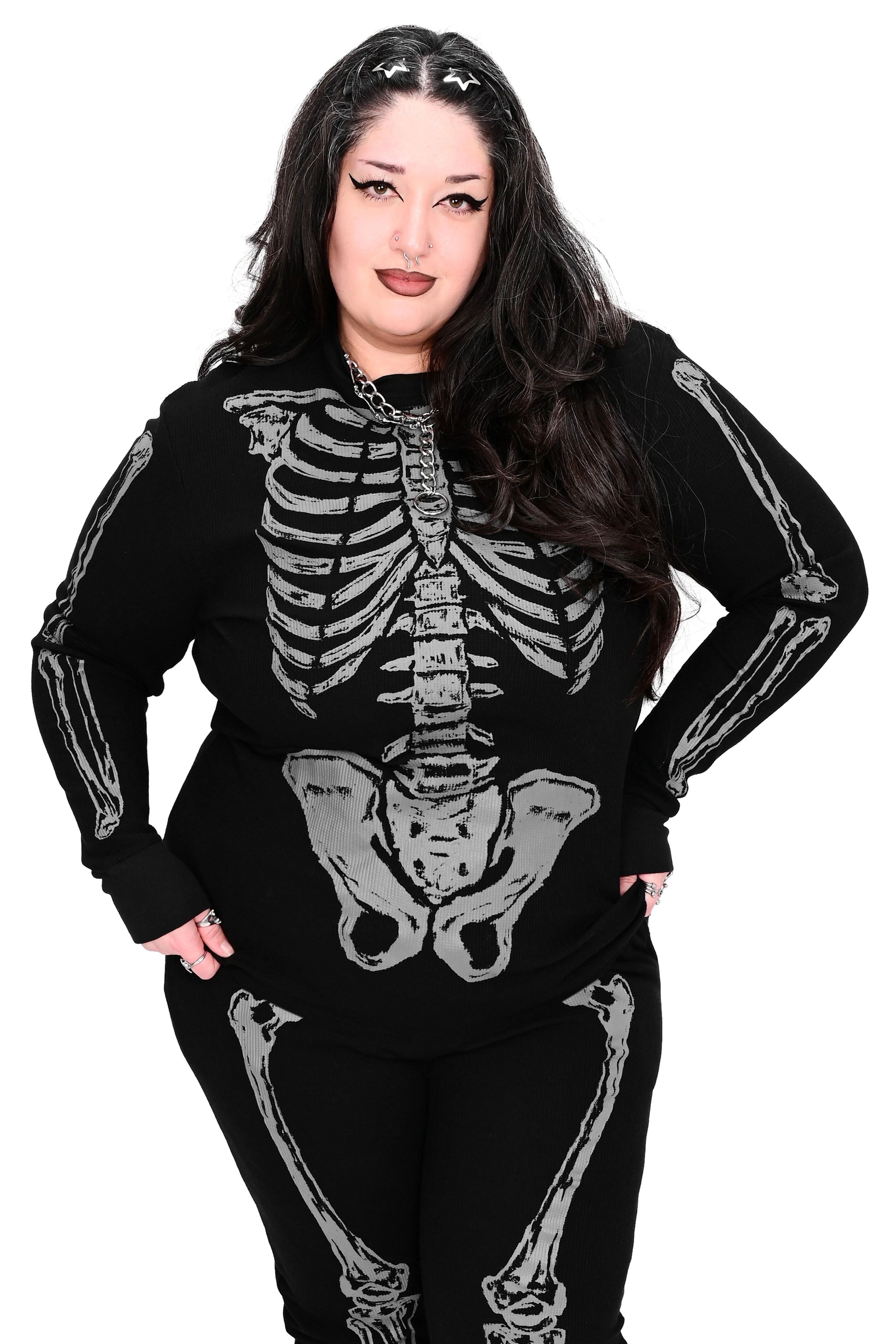 Grey/Black Skeleton Thermal Top - Unisex - No Restock! - Image 2