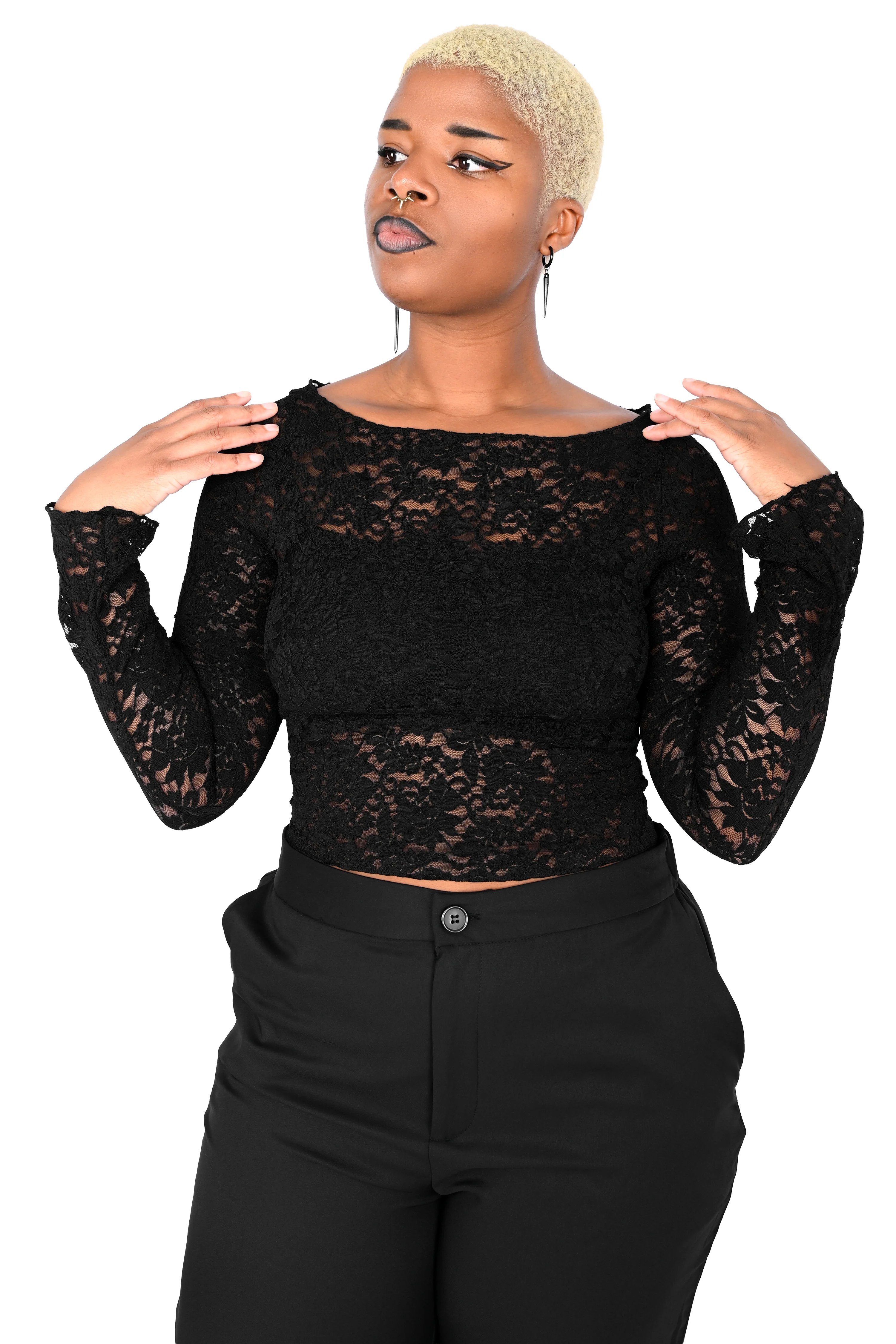 Lace Long Sleeve Top - No Restock! XS/S/4XL left!