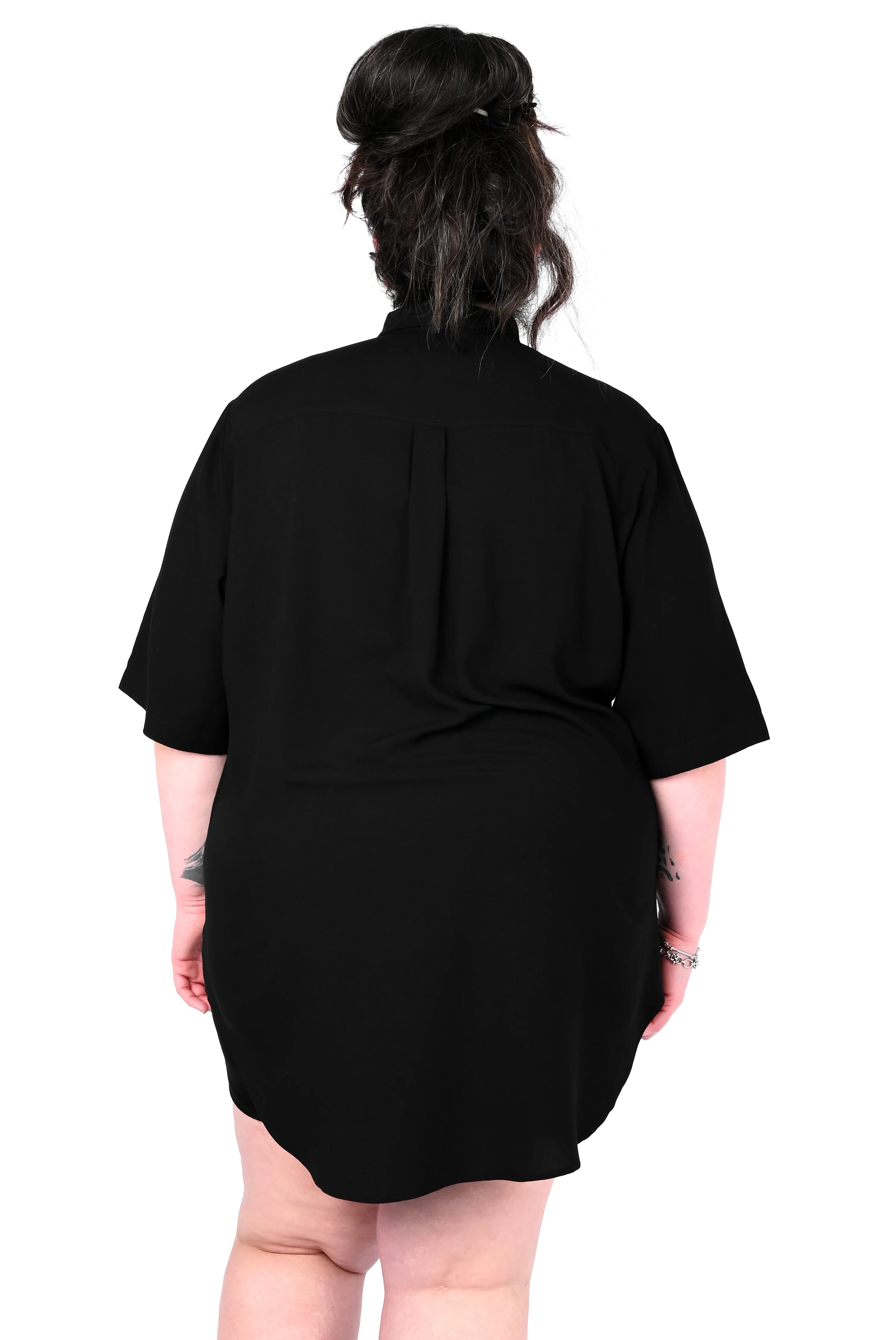 Short Sleeve Memphis Oversized Shirt - Solid Black - Image 8