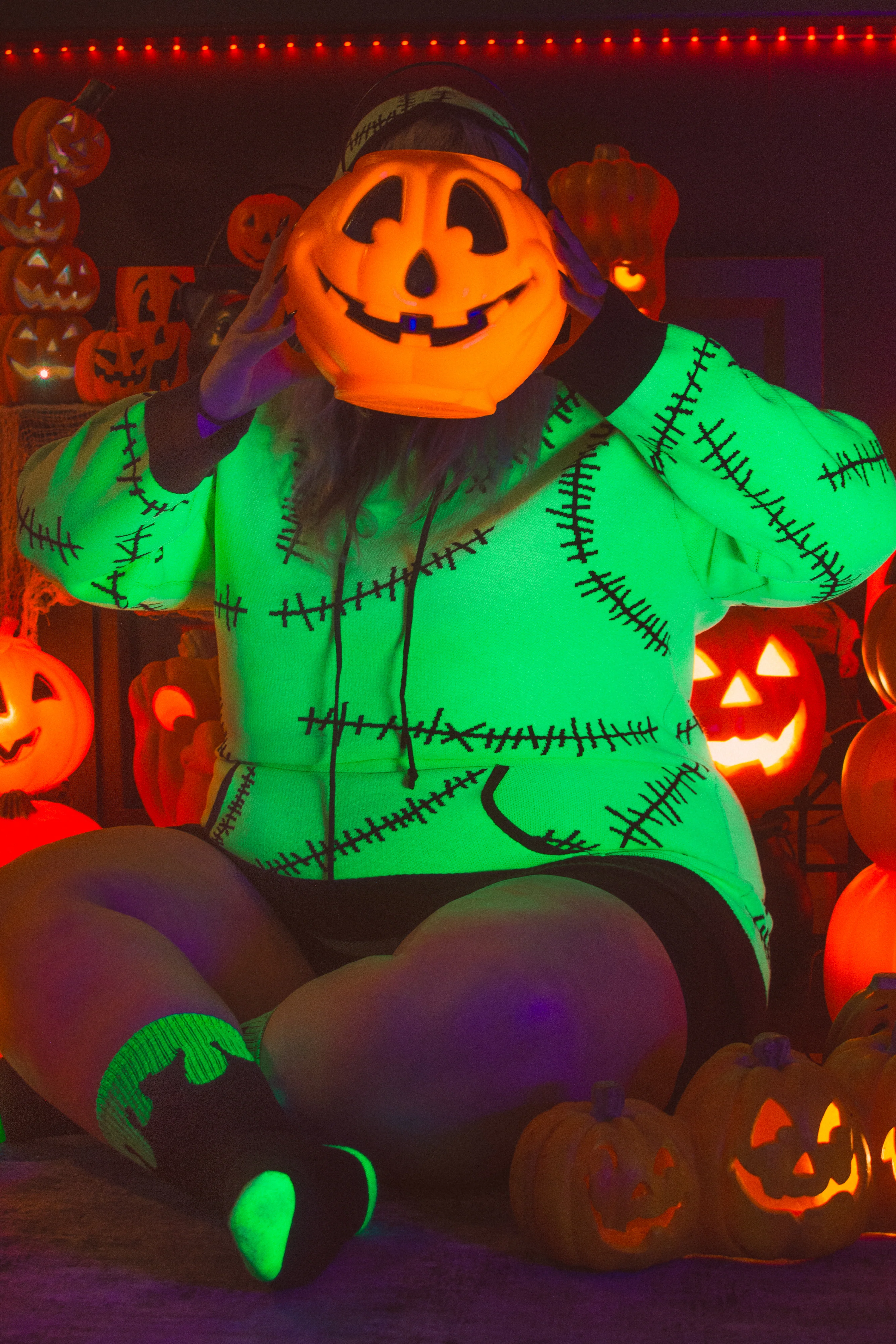 The Boogie Man Hoodie Sweater - Green Glow - XS/S left! - Image 3